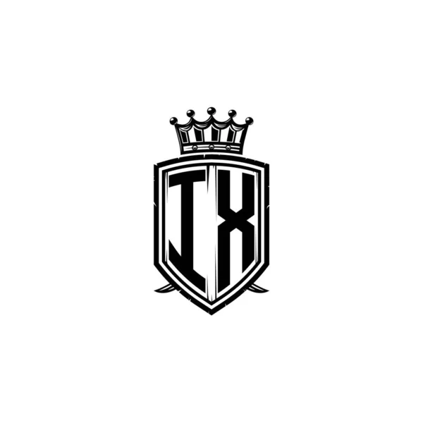 Monogram Logo Bokstav Med Enkel Sköld Krona Stil Design Lyxigt — Stock vektor