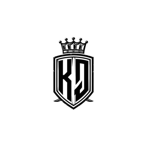 Kqシンプルなシールドクラウンスタイルのデザインのモノグラムロゴの手紙 豪華なモノグラム シールド豪華なモノグラム シールドヴィンテージの手紙のモノグラム — ストックベクタ