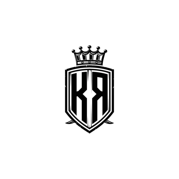 Logo Monogram Designem Jednoduchého Stylu Štítové Koruny Luxusní Monogram Štít — Stockový vektor