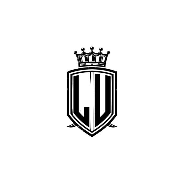 Logo Monogramu Prostym Ekranem Stylu Korony Luksusowy Monogram Tarcza Luksusowy — Wektor stockowy