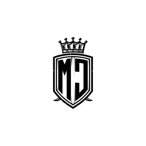 Monogram Logo Letter Simple Shield Crown Style Design Luxurious Monogram — Stock Vector