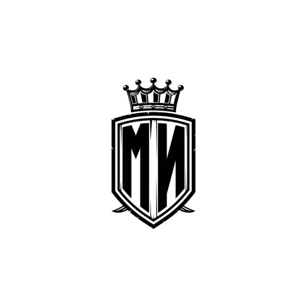 Monograma Logotipo Carta Com Design Simples Escudo Coroa Estilo Monograma —  Vetores de Stock