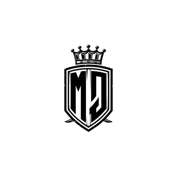 Monogram Logo Letter Simple Shield Crown Style Design Monograma Lujo — Vector de stock