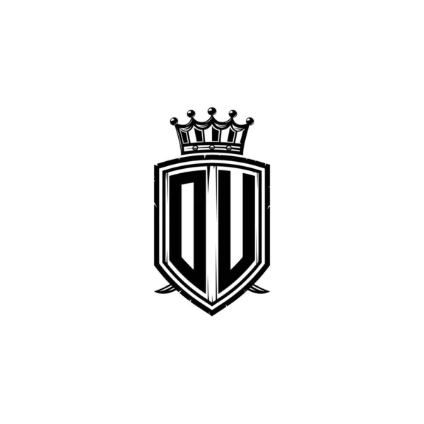 Monogram Logotyp Bokstav Med Enkel Sköld Krona Stil Design Lyxigt — Stock vektor