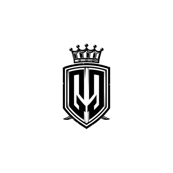 Monogram Logo Letter Simple Shield Crown Style Design Monograma Lujo — Archivo Imágenes Vectoriales