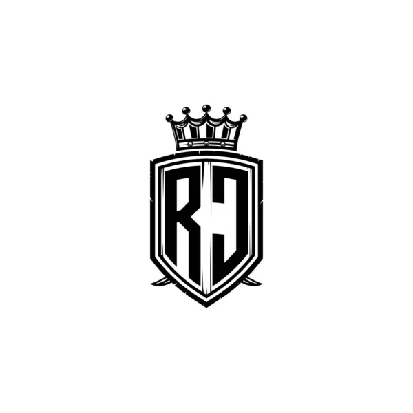 Logo Monogram Litera Simple Tarcza Korony Stylu Projektowania Luksusowy Monogram — Wektor stockowy