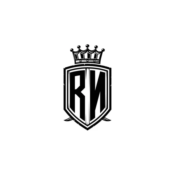 シンプルなシールドクラウンスタイルのデザインのRnモノグラムロゴの手紙 豪華なモノグラム シールド豪華なモノグラム シールドヴィンテージの手紙のモノグラム — ストックベクタ