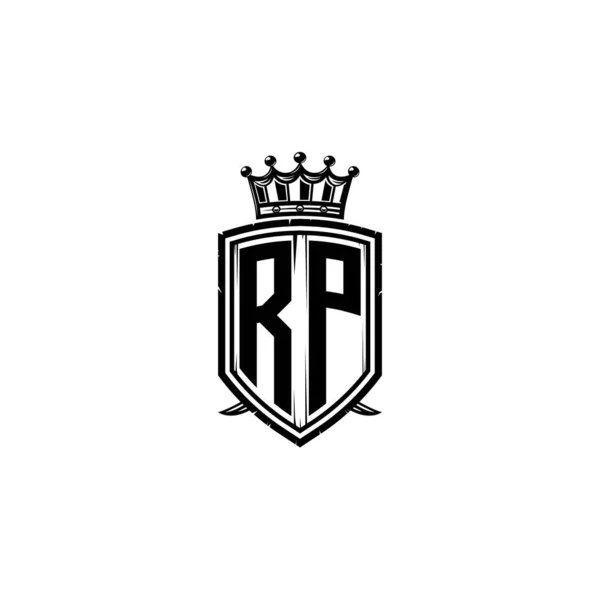 Monogram Logo Letter Simple Shield Crown Style Design Monograma Lujo — Archivo Imágenes Vectoriales