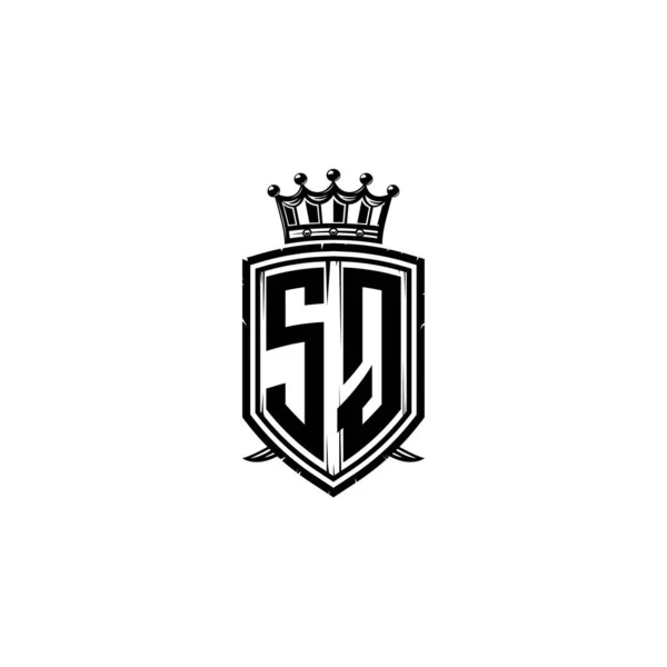 Monogram Letter Simple Shield Crown Style Design Роскошная Монограмма Шикарная — стоковый вектор