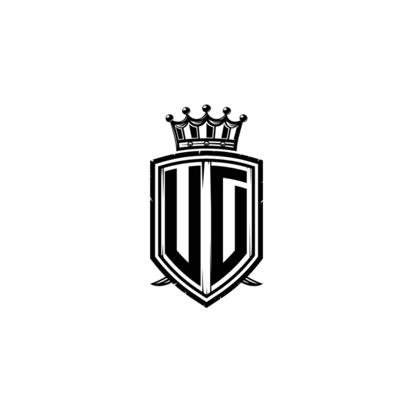 Litera Logo Monogramu Prostą Tarczą Stylu Korony Luksusowy Monogram Tarcza — Wektor stockowy