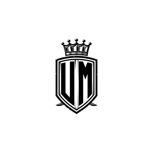 Monograma Logotipo Carta Com Design Simples Escudo Coroa Estilo Monograma —  Vetores de Stock
