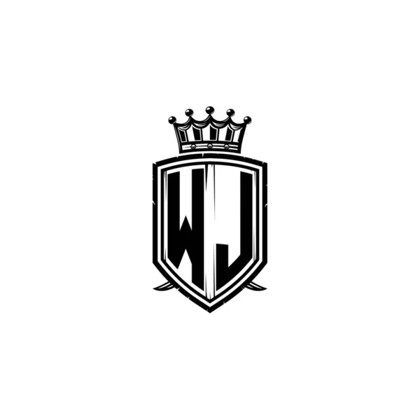 Logo Monogram Lettera Con Design Semplice Scudo Corona Stile Monogramma — Vettoriale Stock