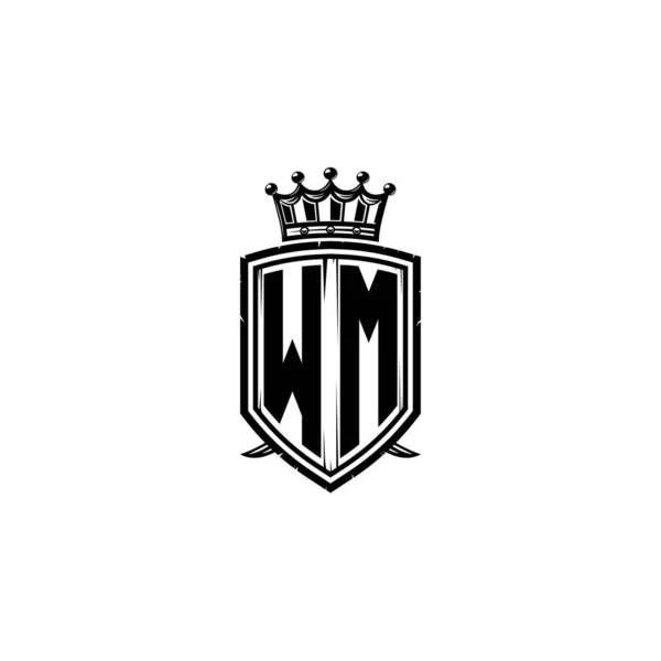 Monogram Logo Letter Simple Shield Crown Style Design Luxurious Monogram — Stock Vector