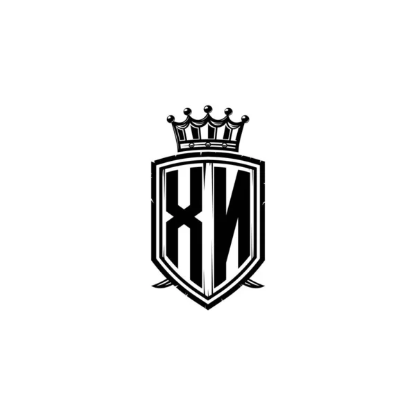 Monogram Logo Harfi Basit Kalkan Taç Tasarımı Lüks Monogram Kalkan — Stok Vektör