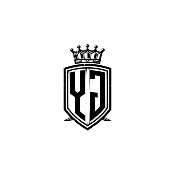 Letra Del Logotipo Del Monograma Con Diseño Estilo Corona Escudo — Archivo Imágenes Vectoriales