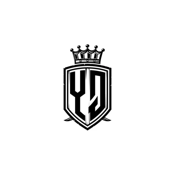 Monogram Logotyp Bokstav Med Enkel Sköld Krona Stil Design Lyxigt — Stock vektor
