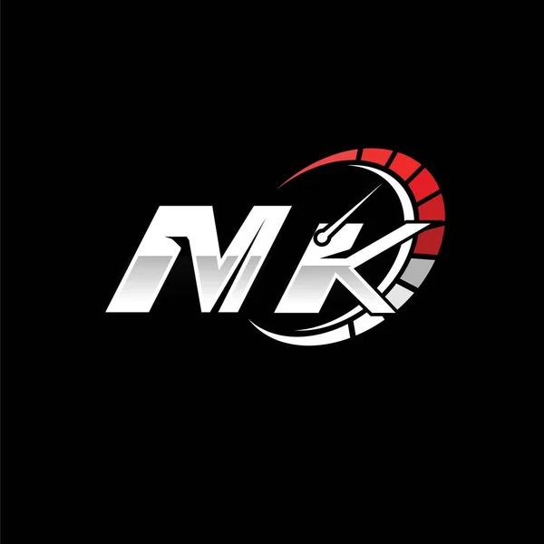Logo Eerste Monogram Met Snelheidsmeter Stijl Ontwerp Zwarte Achtergrond Racing — Stockvector
