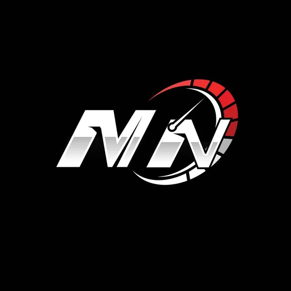 Monogramme Initial Logo Avec Design Style Compteur Vitesse Fond Noir — Image vectorielle