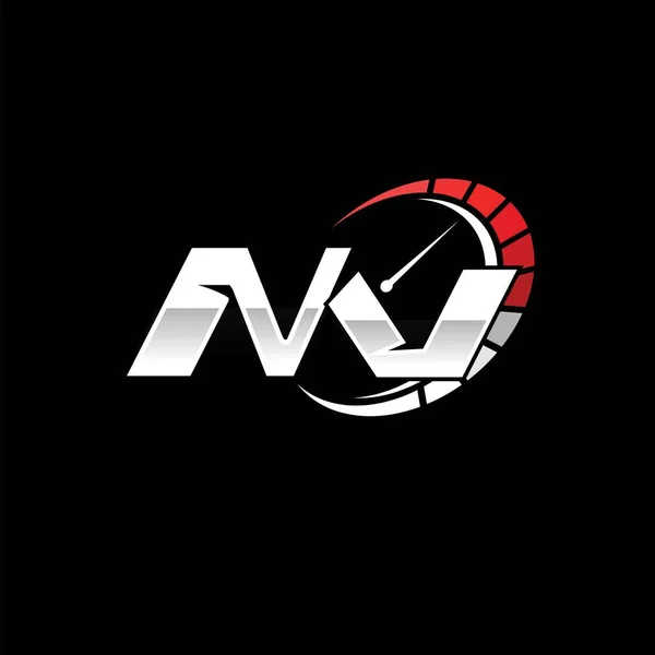 Logotipo Monograma Inicial Con Diseño Medidor Velocidad Fondo Negro Carta — Vector de stock