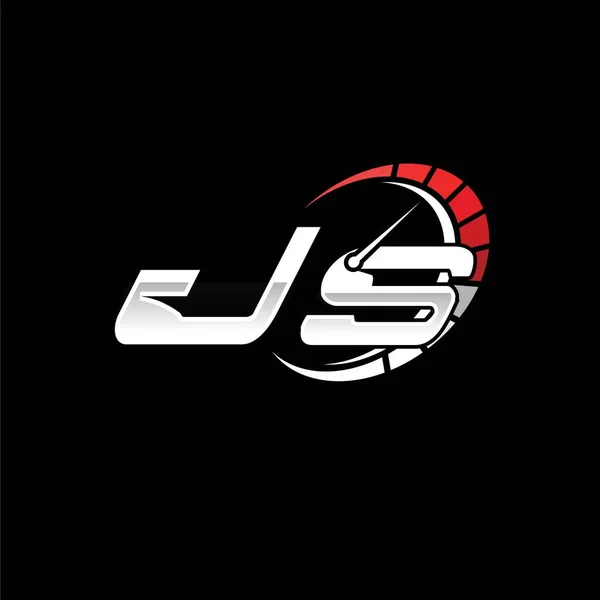 Logo Initial Monogramm Mit Geschwindigkeitsmesser Design Auf Schwarzem Hintergrund Renngeschwindigkeit — Stockvektor