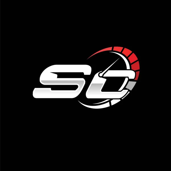 Logotyp Första Monogram Med Hastighetsmätare Stil Design Svart Bakgrund Racing — Stock vektor