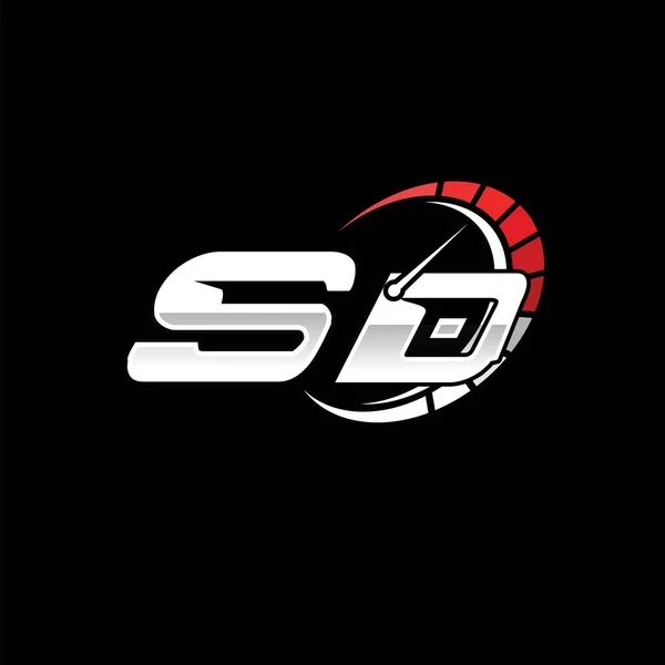 Logotyp Inledande Monogram Med Hastighetsmätare Stil Design Svart Bakgrund Racing — Stock vektor