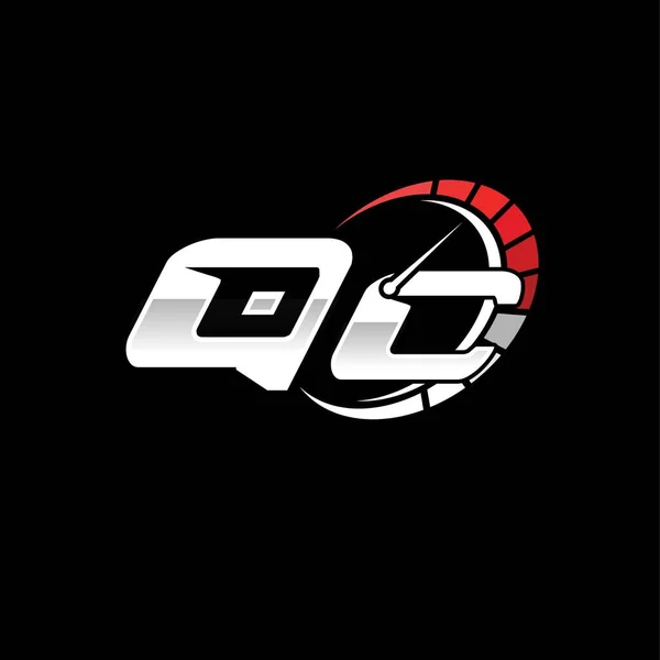 Logo Eerste Monogram Met Snelheidsmeter Stijl Ontwerp Zwarte Achtergrond Racing — Stockvector