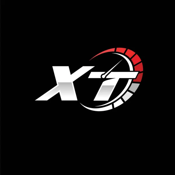 Logotyp Första Monogram Med Hastighetsmätare Stil Design Svart Bakgrund Racing — Stock vektor