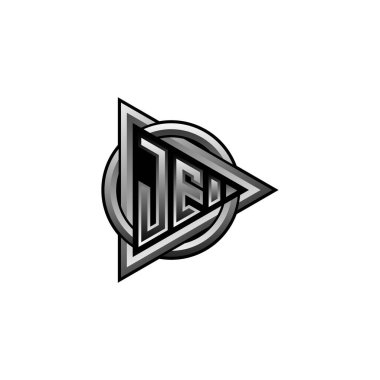 Üçgen ve yuvarlak stil tasarımlı ilk monogram, harf yuvarlak çember üçgen, izole arkaplanda soyut üçgen monogram çember