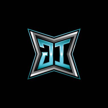 Modern geometrik stil tasarımlı GI Monogram logo harfi. Geometrik şekil yuvarlanmış, daire dikdörtgeni ve üçgen şekil logosu dizaynı