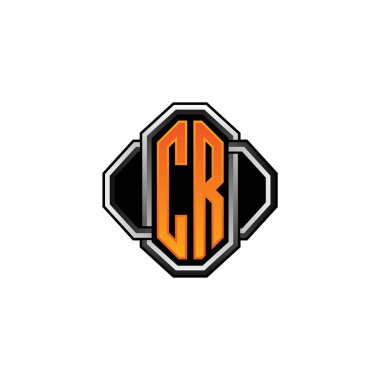 CR logosu ilk monogramda oyun vintage şekli ve çizgi yuvarlak stili izole edilmiş arka plan, klasik monogram logosu, antika eski harf