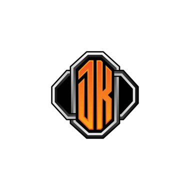 DK logosu ilk monogramda oyun klasik şekli ve yuvarlak stili izole edilmiş arka plan, klasik monogram logosu, antika eski harf