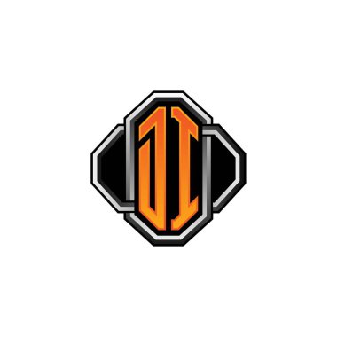 Yalıtılmış arka plan, klasik monogram logosu, antika eski harf üzerine oyun vintage biçimi ve çizgi yuvarlak biçimli DI logosu