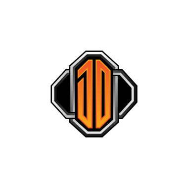 Oyun vintage biçimli ve çizgi yuvarlak tarzlı ilk DO logosu izole edilmiş arka plan, klasik monogram logosu, antika retro harf