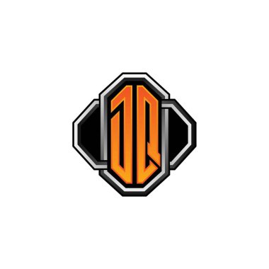 DQ ilk monogramı oyun vintage şekli ve çizgi yuvarlak stili izole edilmiş arka plan, klasik monogram logosu, antika eski harf