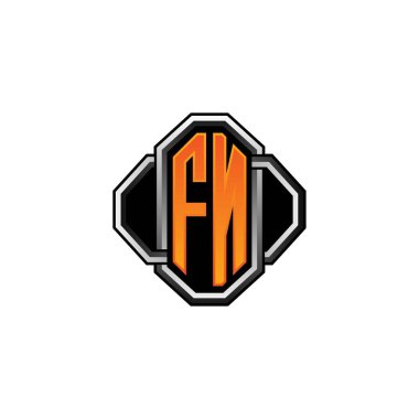 FN logosu ilk monogramda oyun vintage şekli ve çizgi yuvarlak stili izole edilmiş arka plan, klasik monogram logosu, antika eski harf