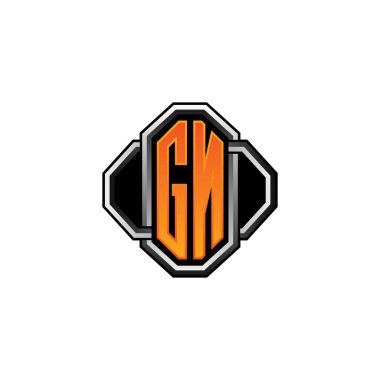 GN logosu ilk monogramda oyun vintage şekli ve çizgi yuvarlak stili izole edilmiş arka plan, klasik monogram logosu, antika eski harf