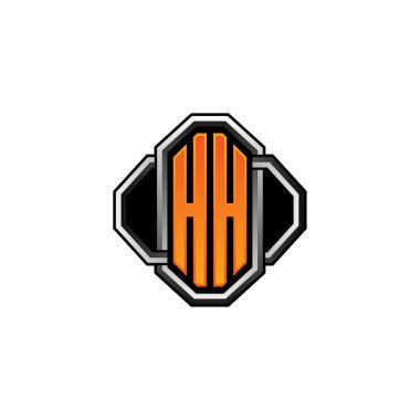 HH logosu ilk monogramda oyun vintage şekli ve çizgi yuvarlak stili izole edilmiş arka plan, klasik monogram logosu, antika eski harf