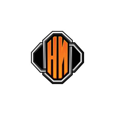 HN logosu ilk monogramda oyun vintage şekli ve yuvarlak stili izole edilmiş arka plan, klasik monogram logosu, antika eski harf