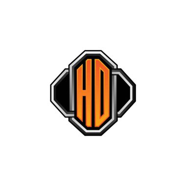 HO ilk monogram oyun klasik şekli ve yuvarlak stili ile izole edilmiş arka plan, klasik monogram logosu, antika eski harf