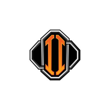 Oyun vintage biçimli ve çizgi yuvarlak tarzlı ilk logo izole edilmiş arka plan, klasik monogram logosu, antika retro harf