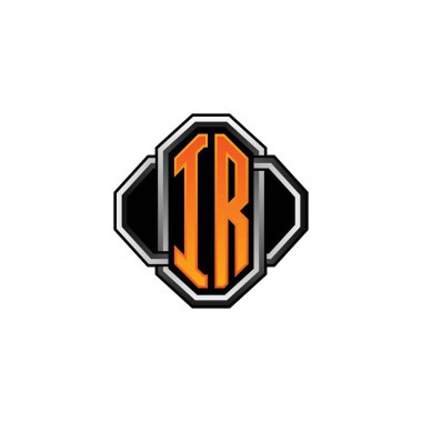 IR logosu oyun vintage şekli ve çizgi yuvarlak stili ile izole edilmiş arka plan, klasik monogram logosu, antika retro harf