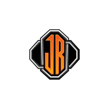 JR logosu ilk monogramda oyun klasik şekli ve yuvarlak stili izole edilmiş arka plan, klasik monogram logosu, antika eski harf