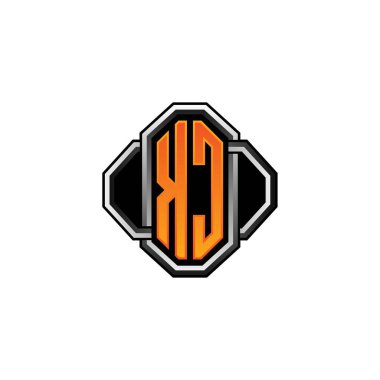 KC logosu ilk monogramda oyun vintage şekli ve çizgi yuvarlak stili izole edilmiş arka plan, klasik monogram logosu, antika eski harf