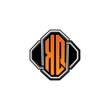 KQ ilk monogramı oyun vintage şekli ve çizgi yuvarlak stili izole edilmiş arka plan, klasik monogram logosu, antika eski harf