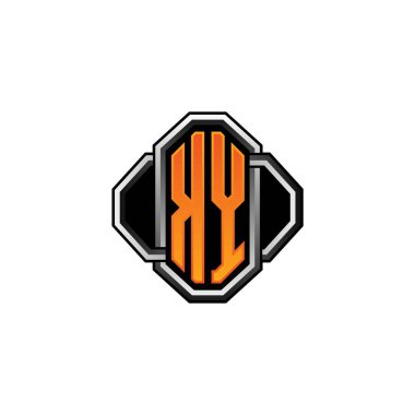KY logosu ilk monogramda oyun vintage şekli ve çizgi yuvarlak stili izole edilmiş arka plan, klasik monogram logosu, antika eski harf