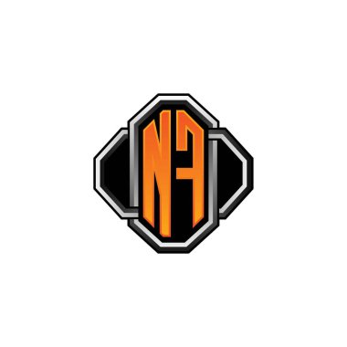 NF logosu ilk monogramda oyun vintage şekli ve çizgi yuvarlak stili izole edilmiş arka plan, klasik monogram logosu, antika eski harf