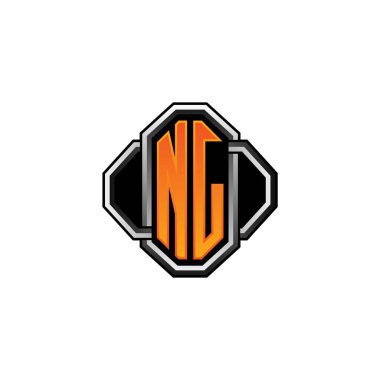 NJ logosu ilk monogramda oyun klasik şekli ve yuvarlak stili izole edilmiş arka plan, klasik monogram logosu, antika eski harf