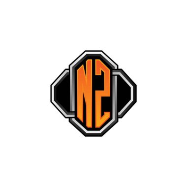 NZ logosu ilk monogramda oyun vintage şekli ve yuvarlak stili izole edilmiş arka plan, klasik monogram logosu, antika eski harf