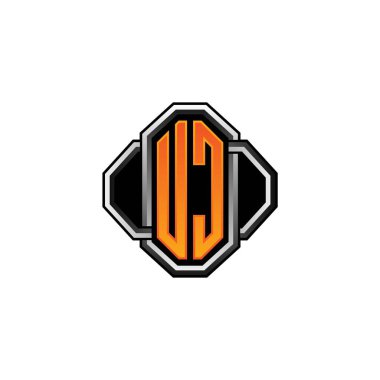 UC logosu oyun vintage şekli ve yuvarlak stili ile izole edilmiş arka plan, klasik monogram logosu, antika eski harf